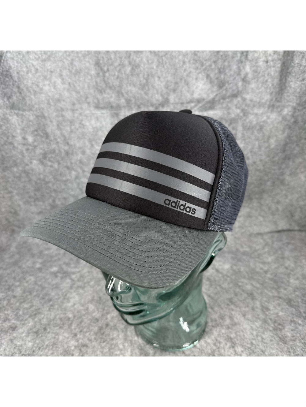 Adidas Aeroready Core Linear 3-Stripe Trucker Hat Cap Black Gray Adult 404